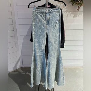 Free People Just Float On Flare Jeans in Indigo Combo